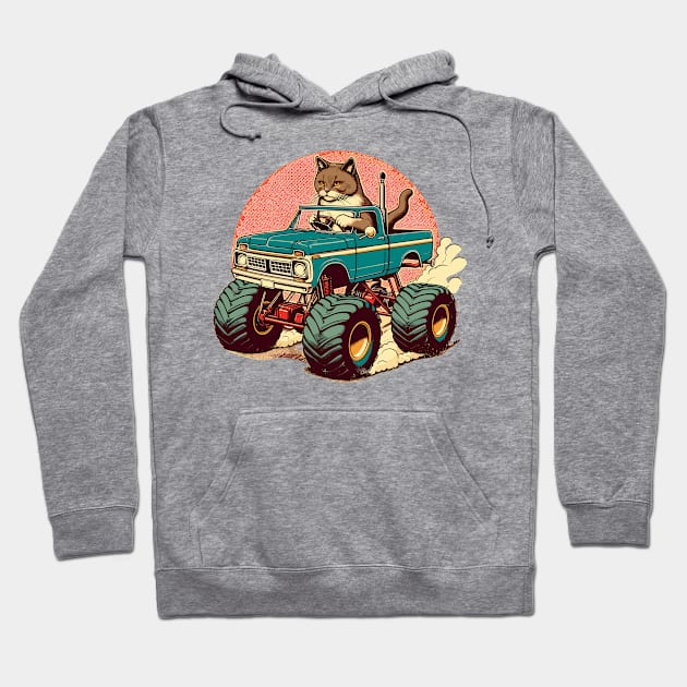 Cat Driving A Monster Truck Hoodie by Vehicles-Art